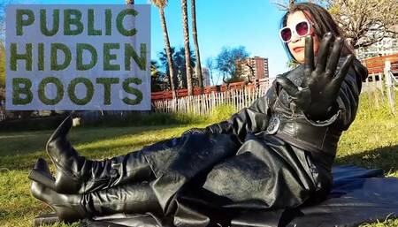 Public Hidden Boots :lick them- Reina Leather POV