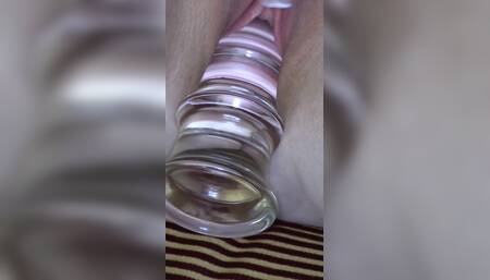 Super wide glass dildo