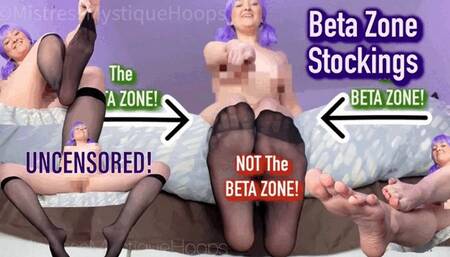 Beta Zone Stockings UNCENSORED - Betas only worship the reinforced toes of Mistress Mystique's stockings - Foot Humiliation, Female Domination, Femdom POV, Feet, Foot Worship with Mistress Mystique Hoops - MP4