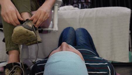 Sweaty feet for slave