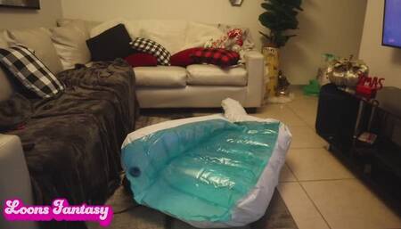 Owllete inflates inflatable chair and has an orgasm on it while blowing beach ball