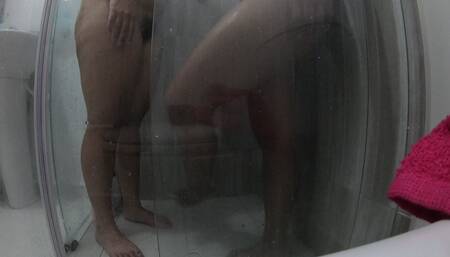 Threesome in the Shower with a Colombian BBW