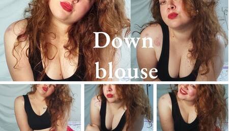 Down blouse_JOI_chubby redhead