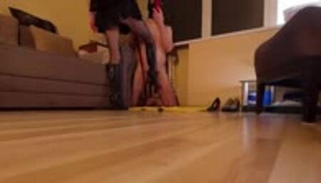 Mistress likes to kick a dick and feel herself satisfy herself between her boots