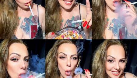 Dunhill International Cork Filter 100 - Close-up - Smoking very close to you, blowing smoke in your face