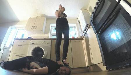 Trampled By Chelsea In Her Black Patent Platform Mary Jane High Heels FLOOR CAM (4K)