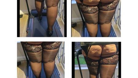 Walking on the Treadmill in Stockings and Heels