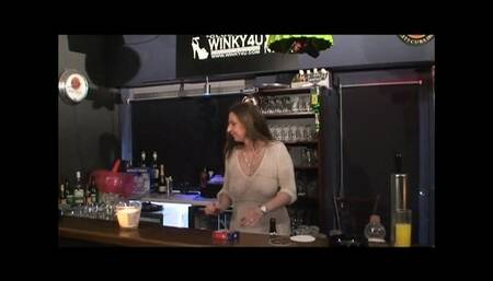 Sexy Blonde MILF Fucked in the Pub and Creampied in Mouth by Many Big Amateur Cocks