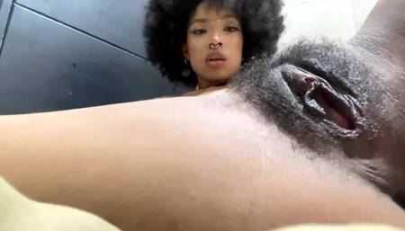 Sexy Ebony Want to Play with Pussy in the Bathrooms
