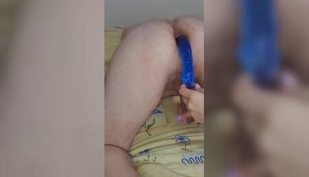 New Toy Sexy Stepsister Inserting 18 Inch Huge Double Dildo Deep in Stepbrother's Ass