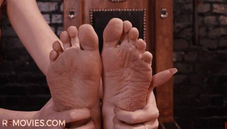 200 Blows of Bastinado for Dark Ariel - Tickling and Fire Play by Anna Luna in Eastern Style Costumes (HD 720p MP4)