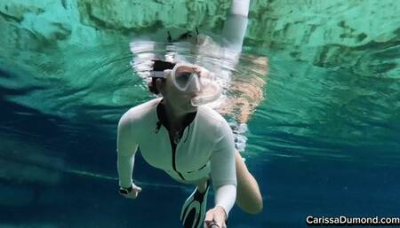 Carissa in the sporty white Wetsuit and sheer pantyhose in the spring