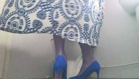 Long Blue Pattern Skirt Reading (mkv)