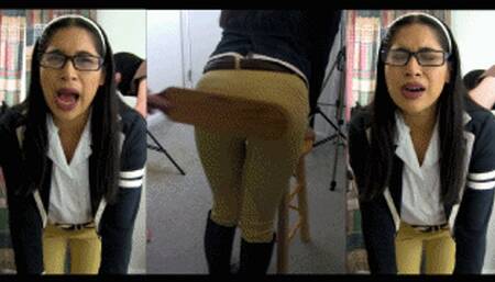 “Queen Bee” schoolgirl eRica gets her ass paddled over her Jodhpurs for being a big brat