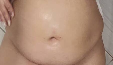 Devi Thikk BBW Feedee Plays With Her Giant Belly In The Shower