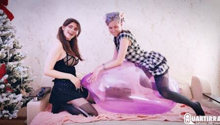 Q1012 StraPump inflating, humping, riding and popping 4 balloons - 480p