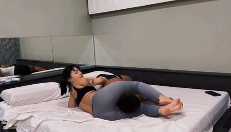 Latina Goddess Scissorholds & Tickles Her Boy Toy