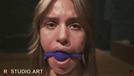 Lali - Beautiful Submissive girl in Kneeling Reverse Prayer with Ballgag (FULL HD MP4)