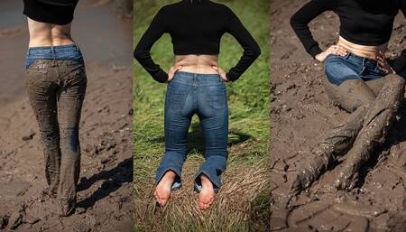 Mud Trashing barefoot my bootcut jeans