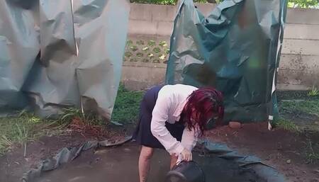 Business attire muddy fun