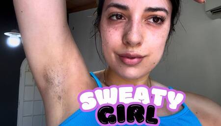 Girl sweating after the gym