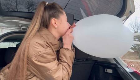 Inflating and bursting a condoms and rubber gloves, spitting (custom video) part 2