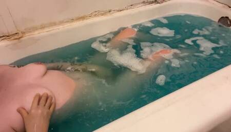 body play in the bath with gloves