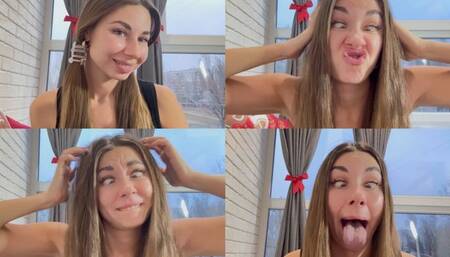 Making silly faces, eyes crossed (custom video)