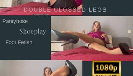 Doubly crossed legs with nylons, shoeplay and provocation of Empress MBella Sadic