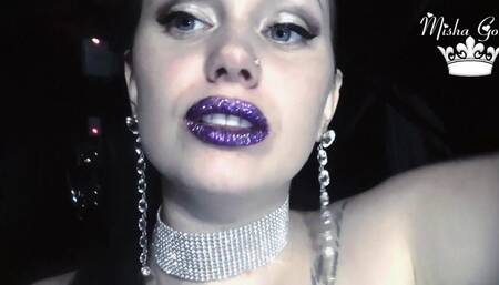 Purple Glittery Kissing Lip Smelling Its Time for You to Worship What You Worship Best. Your Ultimate Weakness