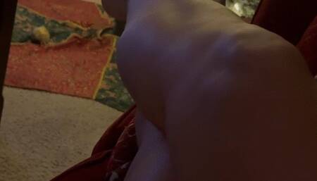 POV Barefoot Christmas Leg Crossing