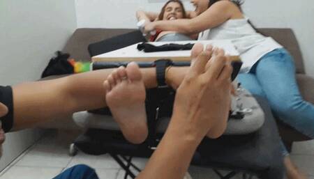 Little Fox in triple tickling all body attack