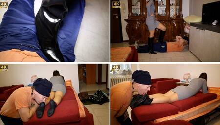 Dirty boots femdom cruel strong boot domination, dirty soles lick and ball stomping