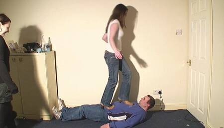 Ariana & Hannah Trample The Slave In Boots