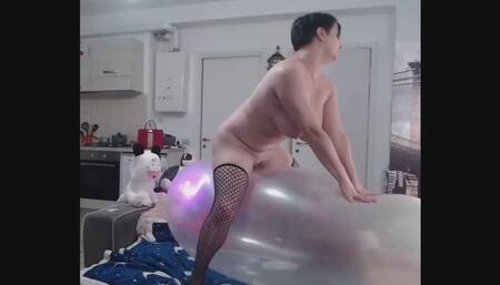 Bouncing on transparent huge balloon