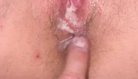 Closeup playing with my creampie