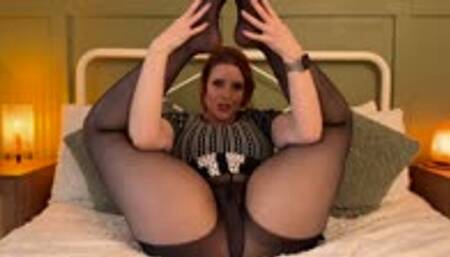 Is Your Cock Obsessed with my Black Nylon Clad Legs & Feet