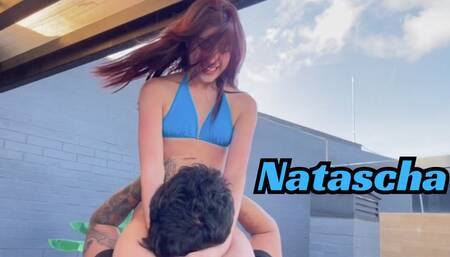 20 year old Natascha practices her scissorholds on her Wrestling Coach