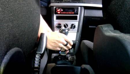 If You Love Your Car.... Sissy Rides on Gear Knob Until Cumshot
