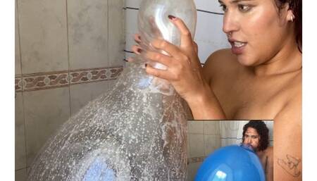 a cold shower with balloons 16'