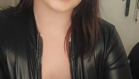 Step-mommy JOI wearing leather gloves and catsuit