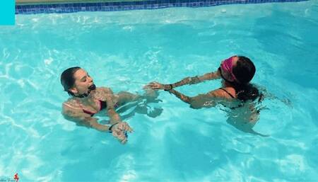 Marco Polo (Outdoor Pool Bondage Game!) ft Goddess Fina & SkullCandyBri