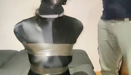 Julia bondage and gagged hooded latex gagged panty