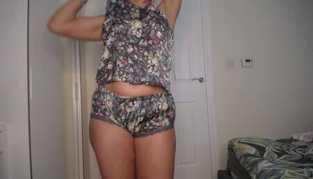 Satin pyjamas try on