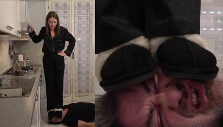 NINA MOROVIC - Morning routine - PART 3: EXTREME face trampling with slippers NON STOP