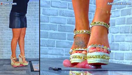 Crushing His Cock & Balls Under My Louboutin Wedges - Split Cam - A127SPLIT