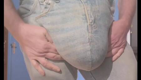 Extreme Big Jeans Bulging on Handmade Jeans