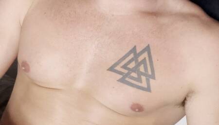 Solo masturbation closeup with a big cum shot down my chest