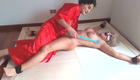 Superfox, obscene pussy tickling, feet tickling and stolen orgasms