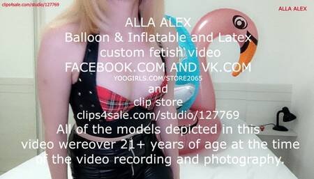 Alla hotly fucks two inflatable rings and an inflatable dolphin and deflates them during orgasm